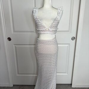 White Ruffled Women's Skirt Set